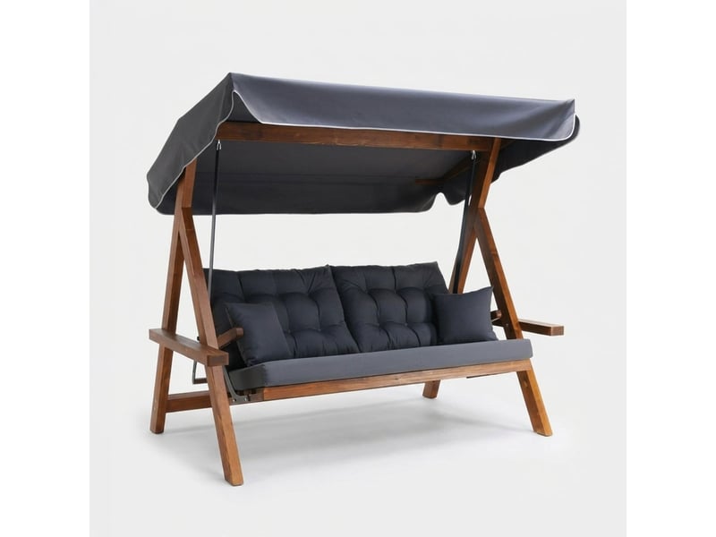 Balancelle de jardin 3 places avec toit inclinable lyon - anthracite - Conforama A