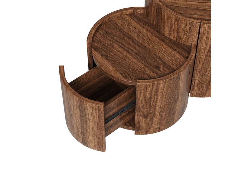  Table basse avec tiroirs et portes incurvées, rangement, en panneaux de particules noyer, 77,5 × 47,5 × 40 cm  - Conforama E
