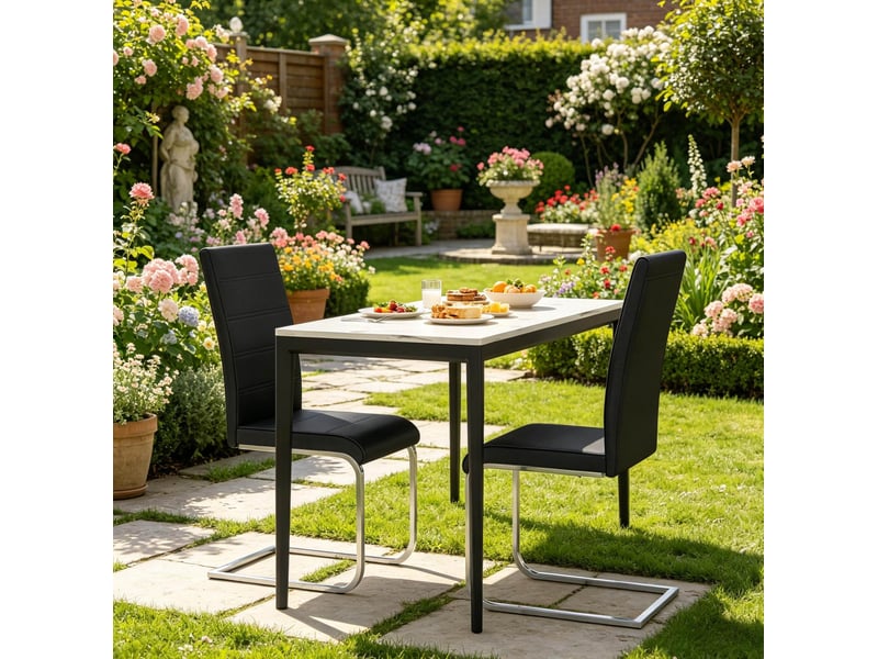  Chaise visiteur cantilever 51x40x100cm, revêtement pu et structure métallique, dossier haut ergonomique, finition noire  - Conforama D