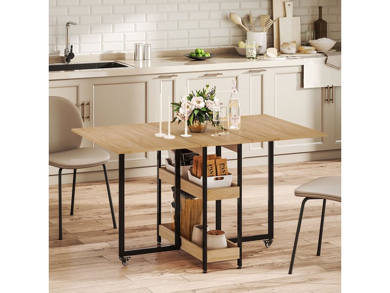 Table à manger pliable, table de cuisine panneau de particules chêne 133.4x80x75cm - Conforama D