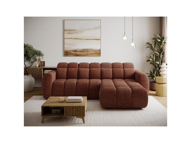  Canapé d'angle électrique fanoti 3 places rouge chiné – angle droit  - Conforama B