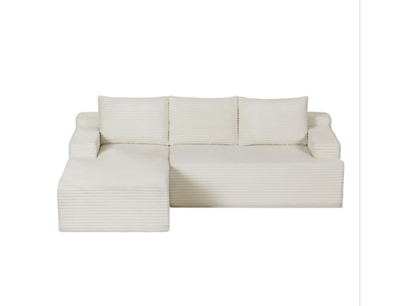 Canapé d'angle modulable - 4 places - sans montage - assise profonde - velours côtelé - design moderne - assise confortable - canapé de salon - beige CozyNest - Conforama A