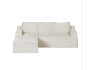 Canapé d'angle modulable - 4 places - sans montage - assise profonde - velours côtelé - design moderne - assise confortable - canapé de salon - beige