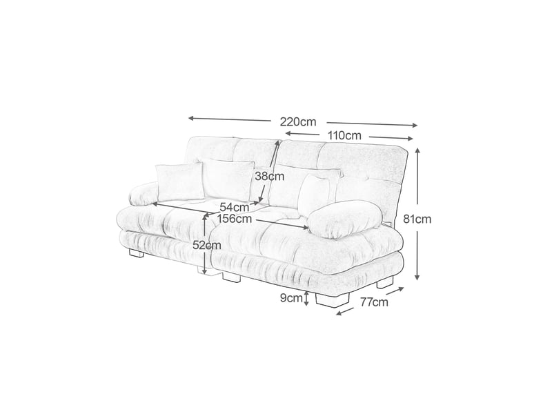  Canapé 2 places en chenille rose – cadre bois massif, 2 coussins lombaires, 2 décoratifs  - Conforama C