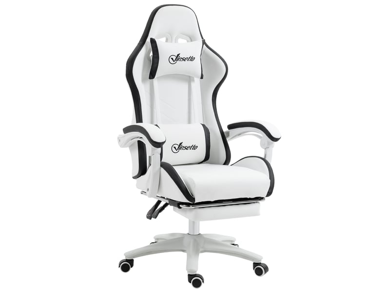  Fauteuil de jeu avec hauteur réglable et dossier inclinable, 65 x 65 x 121-129 cm, noir et blanc  - Conforama B