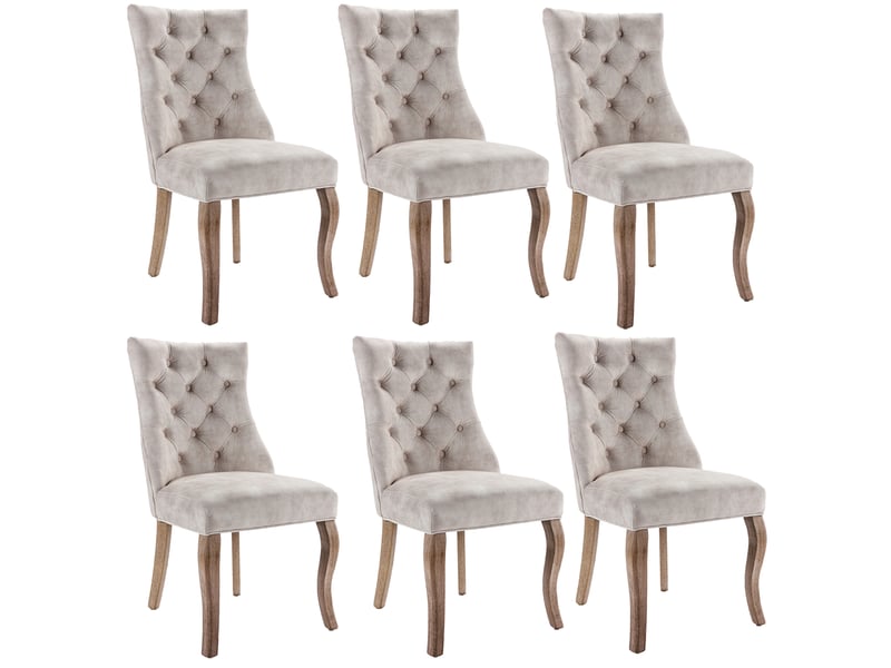  Lot de 6 chaises de salle à manger en velours à dossier haut evryae  - Conforama A