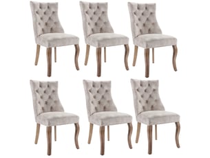 Lot de 6 chaises de salle à manger en velours à dossier haut evryae