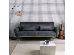 Canapé droit convertible 3 places Velours gris