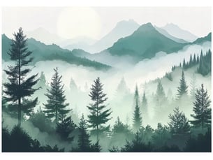 Papier peint panoramique intissé forêt montagnes vert - 400x280 cm - papier peint chambre et salon