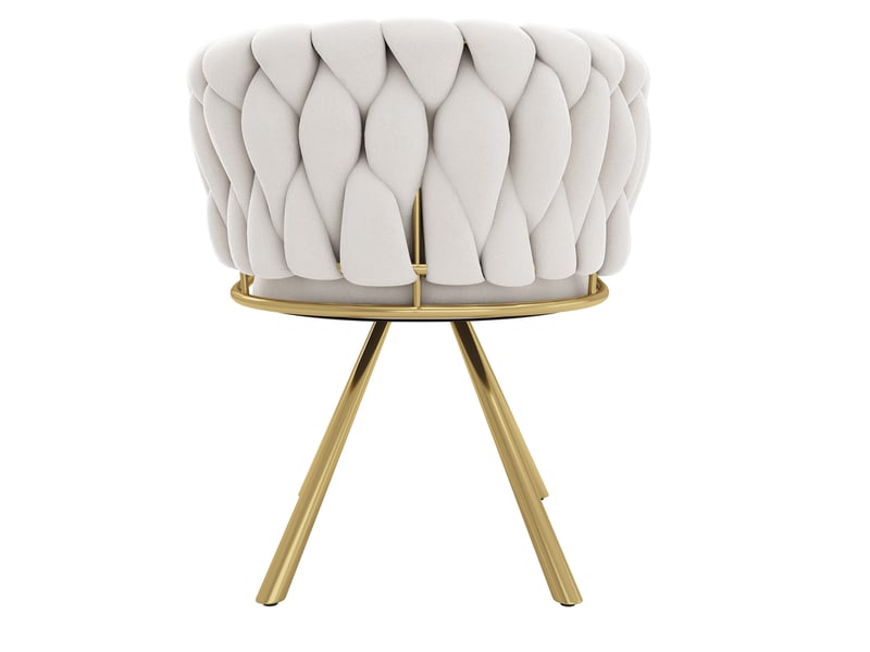  Lot de 4 chaises pivotantes beige avec pieds métal doré, design moderne, style élégant pour salle à manger  - Conforama D