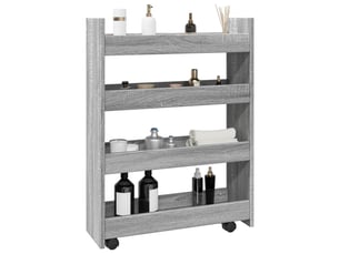 Chariot de rangement étroit pour bureau 4 niveaux sonoma gris