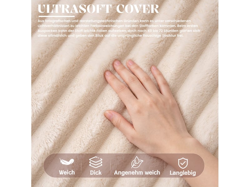  Pouf  90 x 90 x 59 cm avec dossier ergonomique, en velours côtelé beige, mousse à mémoire de forme, pour adultes et enfants  - Conforama E