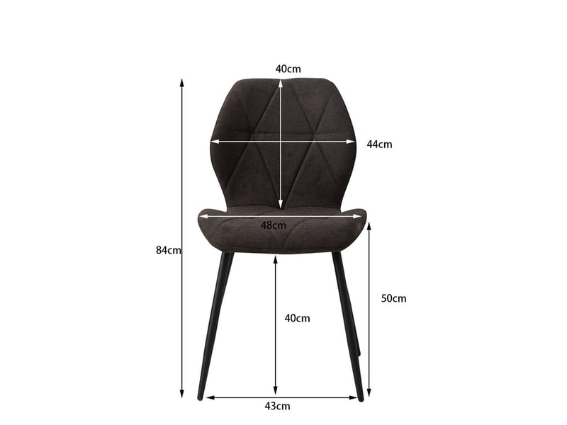  Lot de 4 chaises - chaise de salle à manger vintage en forme de diamant - chaise en lin - pieds en métal(noir) Grand-house - Conforama E