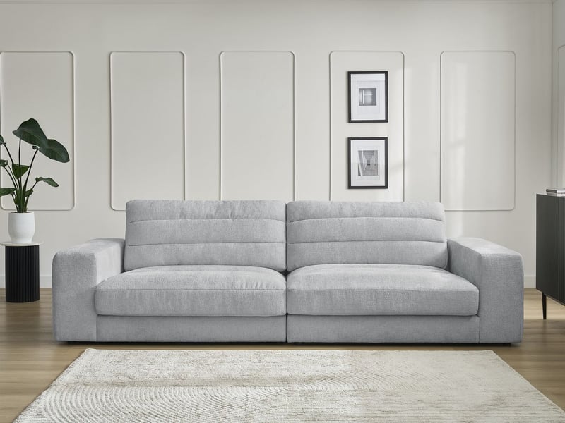  Bobochic canapé droit fixe 3 places sierra tissu texturé gris clair SIERRA - Conforama D