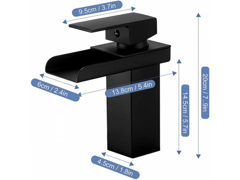  Noir robinet cascade pour salle bain mitigeur de lavabo en acier inox eau froide et chaude disponible avec tuyau 38  - Conforama B