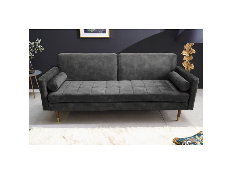 Canapé droit atelia gris convertible – canapé-lit design en velours avec structure en bois massif - Conforama E