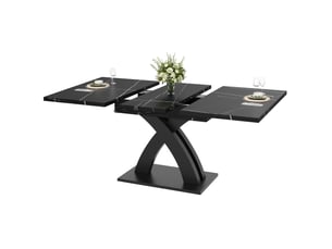 Table à manger extensible,120x80x76 cm,jusqu'à 6 personnes,mdf,noir et blanc