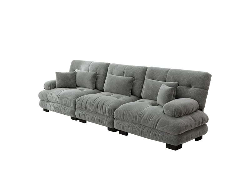 Canapé d'angle, canapé convertible — 3 places, en chenille, assise profonde - Conforama B