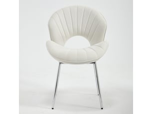 Chaise velours ivoire sans accoudoirs – dossier creux et dos courbé – pieds argentés – lot de 2, cuisinesalle à manger