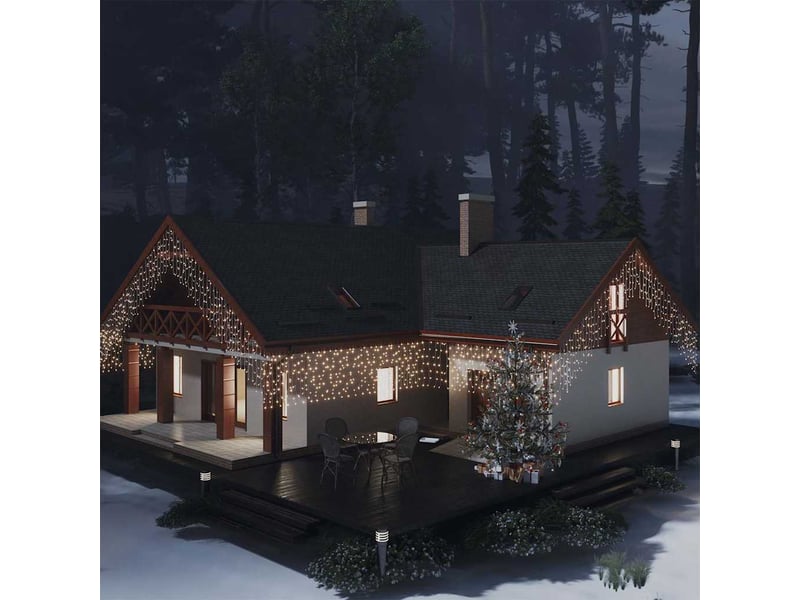  Rideau lumineux à glaçons led 10m 400led blanc chaud 8fonctions cf43935  - Conforama B