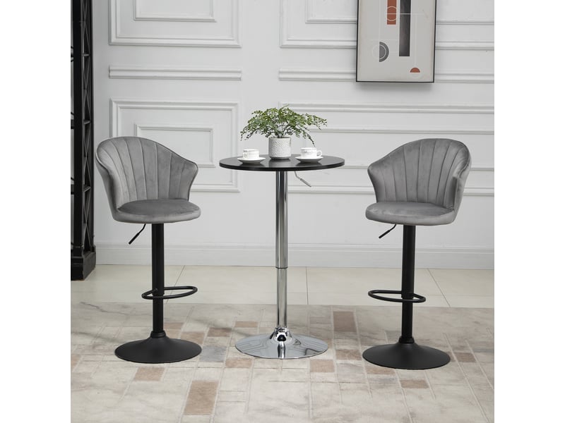  Lot de 2 tabourets de bar réglables,54x56x91-111 cm,avec dossier,tissu,gris  - Conforama B