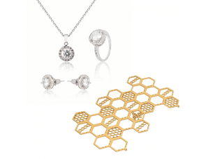 Présentoir à boucles d'oreilles en forme de ruche en peuplier doré, peu encombrant, pour ranger bijoux et boucles d'oreilles
