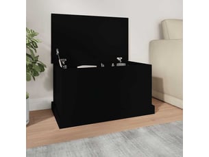 Boîte de rangement, coffre de rangement noir 70x40x38 cm bois d'ingénierie