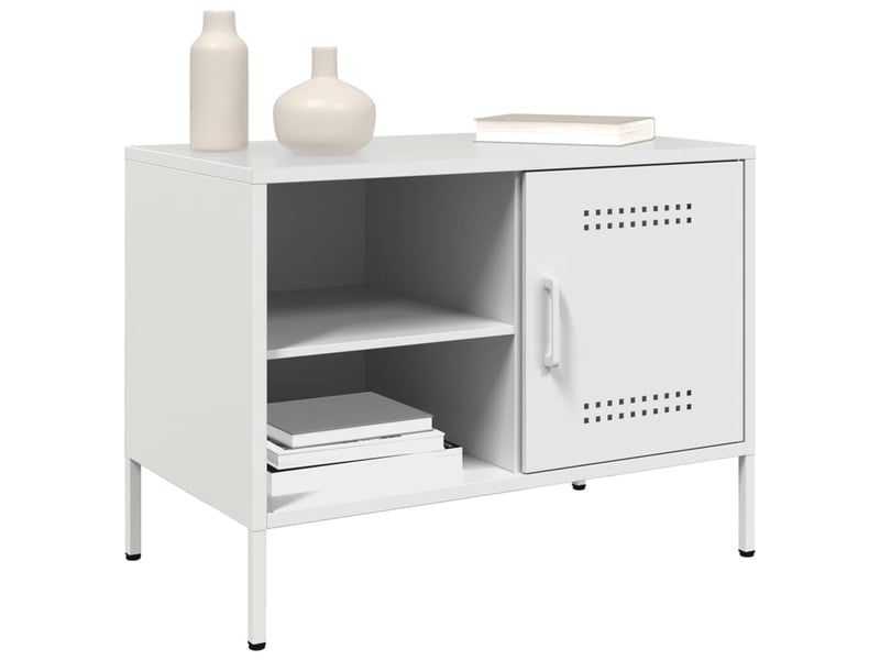  Lot de 2 meuble tv bas salon blanc 68x39x50,5 cm acier shl93467  - Conforama D