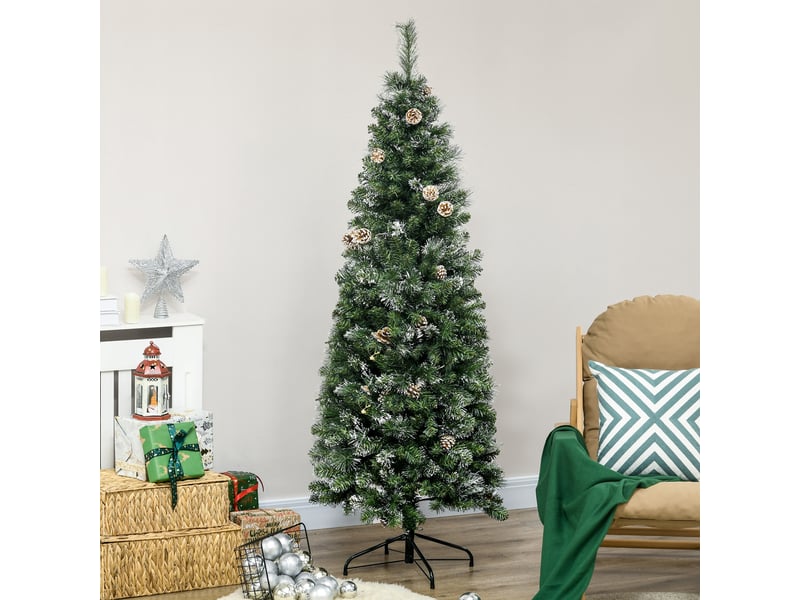  Sapin de noël artificiel avec 618 branches enneigées, support en acier, arbre de noël artificiel socle pliable en acier  - Conforama B