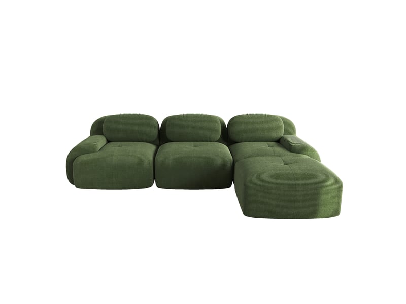 Canapé d'angle, canapé modulable, en velours tricoté, vert, sans montage, sans structure, chambre, pour salon - Conforama D