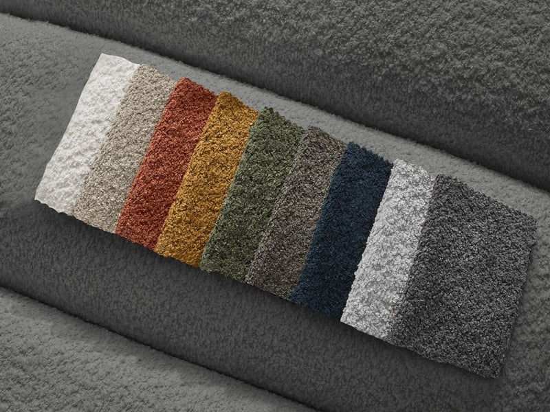  Bobochic canapé droit fixe 3 places talia tissu bouclette avec pouf gris foncé TALIA - Conforama C
