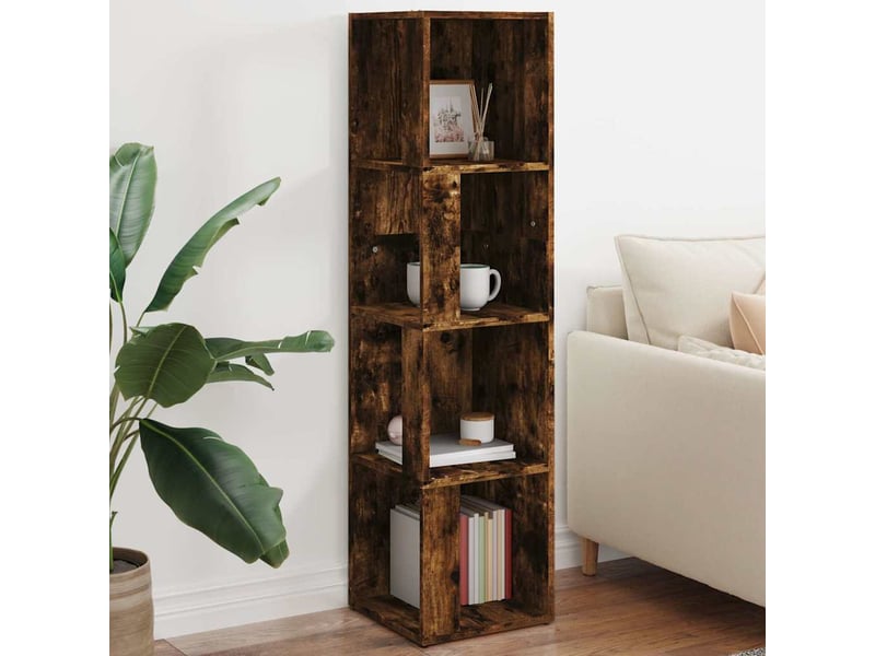  Armoire de rangement, armoire d'angle chêne fumé 33x33x132 cm bois d'ingénierie  - Conforama B