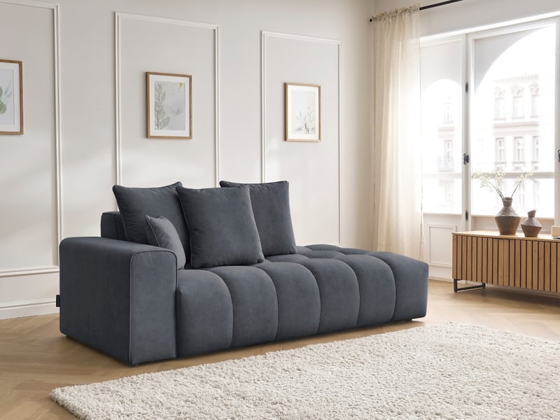  Bobochic canapé droit fixe mont-blanc velours gris foncé  accoudoir gauche MONT-BLANC - Conforama D
