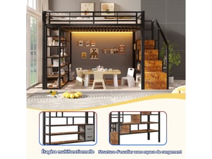 Lit mezzanine 140x200 cm <strong></strong> <strong></strong> coloris noir