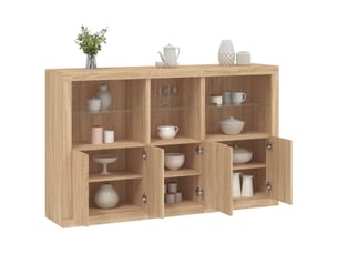 Buffet - bahut - meuble de rangement avec lumières led chêne sonoma 162x37x100 cm