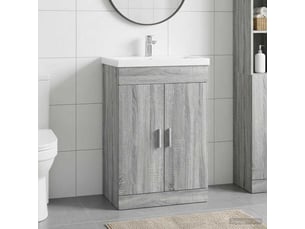 Meuble sous lavabo de salle de bain, commode sonoma gris shl6769