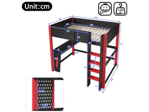 Lit mezzanine 140x200 cm <strong></strong>  <strong></strong> coloris noir