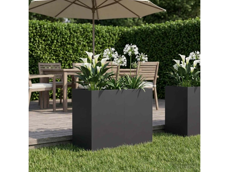  Jardinière - cache-pot de jardin noir 80 x 40 x 60 cm acier laminé à froid  - Conforama B