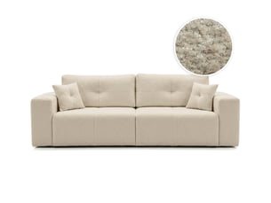 Canapé droit convertible LOUNGITUDE CELINE 3 places Tissu beige avec coffre de rangement