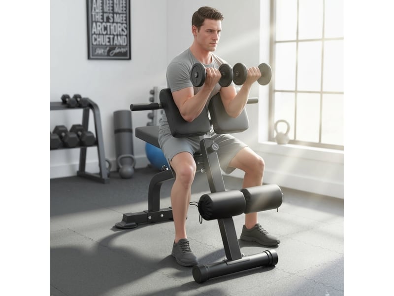  Banc de musculation réglable 96,6 x 68 x 69-110 cm noir en métal, support romain pliable pour entraînement  - Conforama D