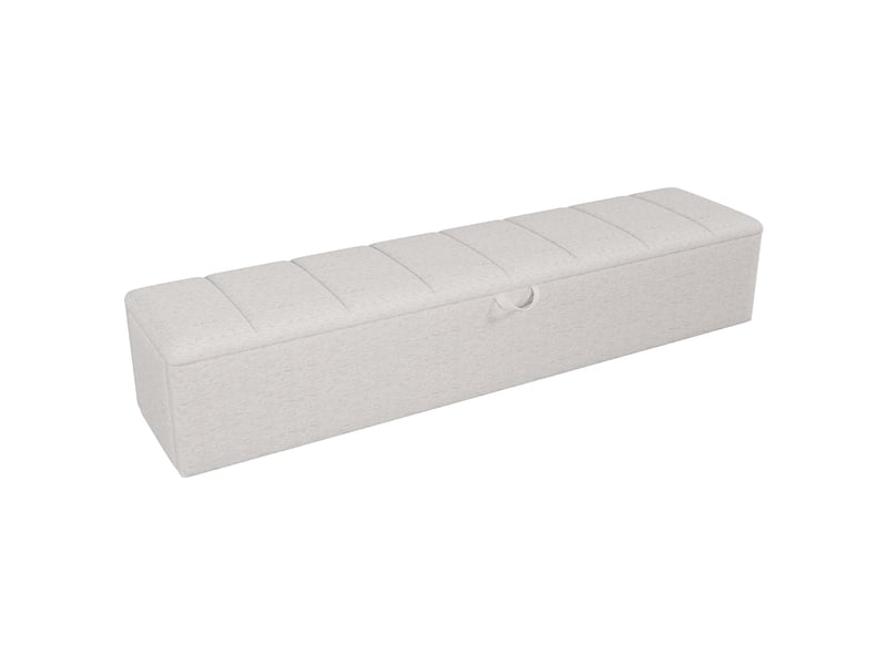  Banc coffre rembourré, 163 × 32 × 36 cm, blanc, velours, rangement intégré, assise relevable, mobile, barrière ouvrante  - Conforama A