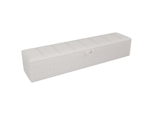 Banc coffre rembourré, 163 × 32 × 36 cm, blanc, velours, rangement intégré, assise relevable, mobile, barrière ouvrante