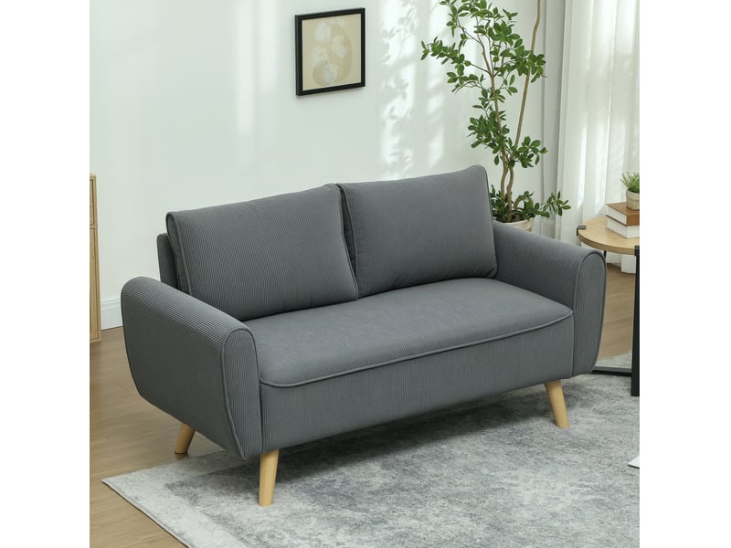  Canapé 2 places 145x75x78 cm velours côtelé gris foncé  - Conforama B