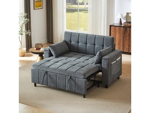 Canapé droit convertible <strong>WISHDOR</strong> <strong></strong> 2 places Tissu gris avec coffre de rangement
