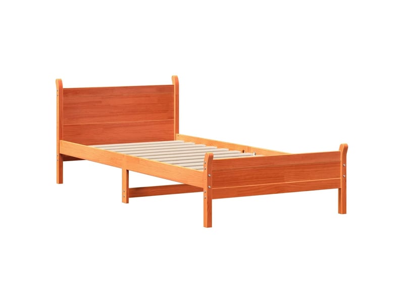  Lit simple- lit adulte -  cadre de lit sans matelas  marron 100x200cm bois pin massif  - Conforama B