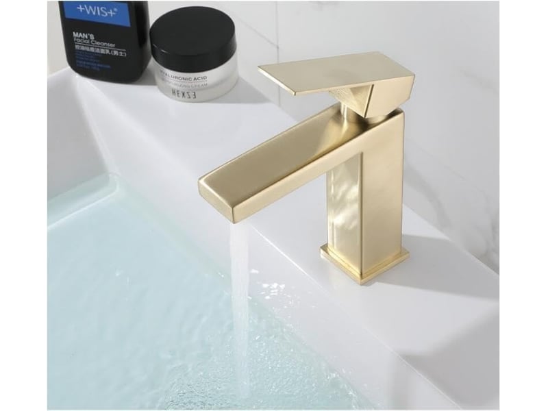  Robinet de lavabo de salle de bain, design moderne et créatif, robinet aérateur monotrou, en laiton, avec flexible  - Conforama D
