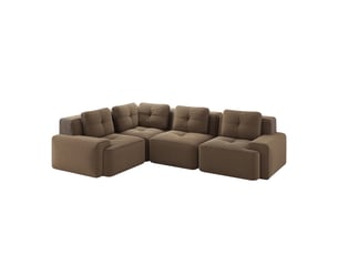Canapé d’angle modulable profond velours côtelé marron – 295 x 206 x 69 cm