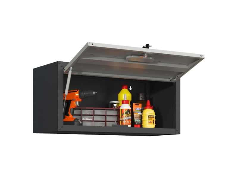  Armoire murale en métal - noir et gris - métal robuste - dimensions 75x30x34,5 cm - poids 20 kg - serrure avec 2 clés 75x30x34.5cm - Conforama A