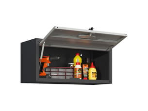 Armoire murale en métal - noir et gris - métal robuste - dimensions 75x30x34,5 cm - poids 20 kg - serrure avec 2 clés