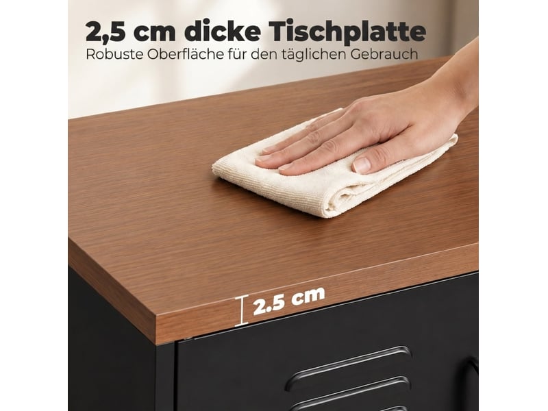 Buffet en métal 80x40x80 cm noir, 2 portes, étagère réglable, rangement compact pour salon ou bureau - Conforama E